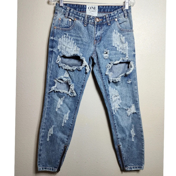 One by One Teaspoon Trashed Freebirds Jeans Size 25 - Picture 2 of 7